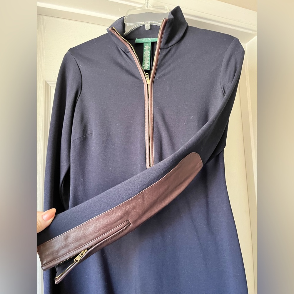 Classic! Ralph Lauren navy leather knee length dresssize 2